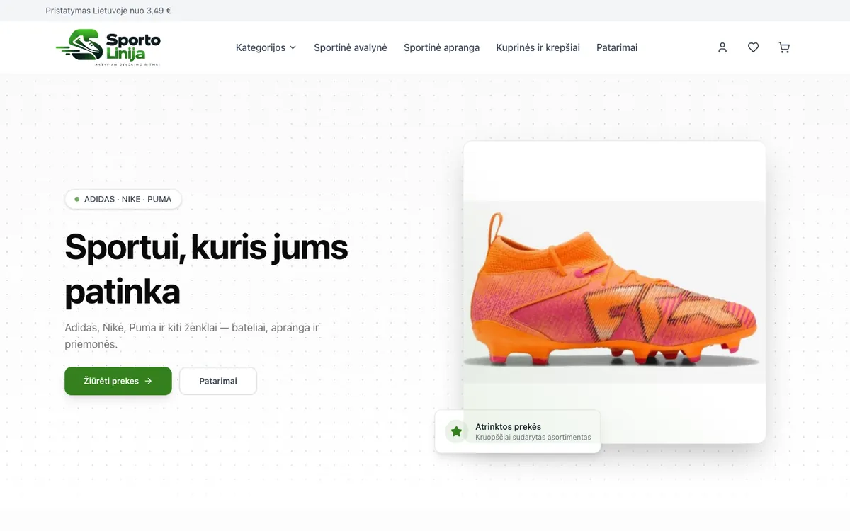 Sporto Linija parduotuvės dizainas