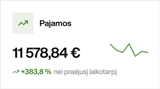 Valdymo skydelis: parduotuvės pajamos per 30 dienų