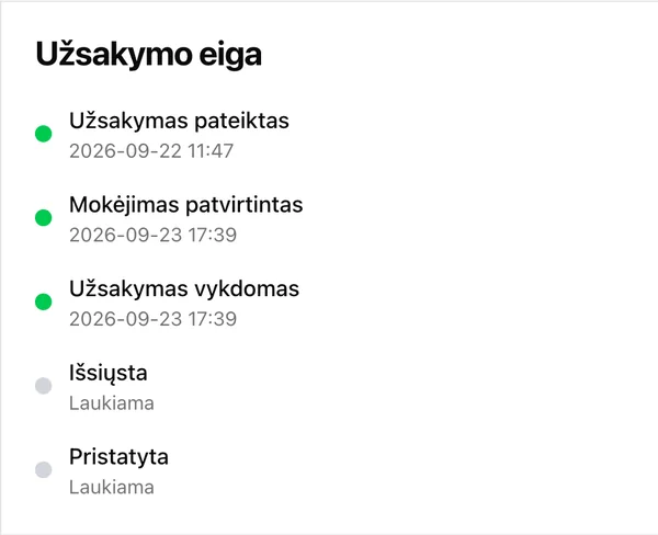 Užsakymo eiga