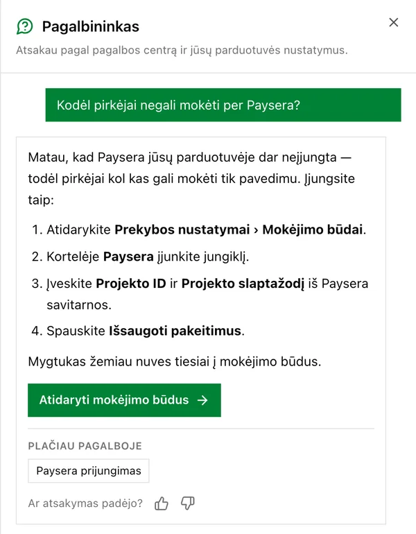 Pagalbininko atsakymas