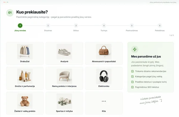 Parduotuvės kūrimo vedlys