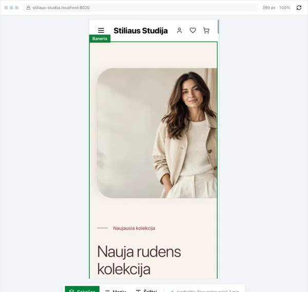 Redaktoriaus peržiūra telefono ekrane