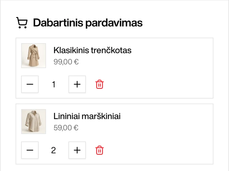 Kasos krepšelis su prekėmis
