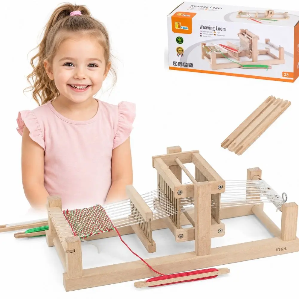 Viga Toys medinės audimo staklės vaikams, FSC sertifikatas